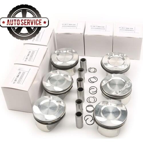 6Pcs Pistons & Piston Rings Set For BMW E87 130i E90 E93 E92 330i E64 E63 630i E66 F02 730Li X3 E83 xDrive30i F25 xDrive28i X5