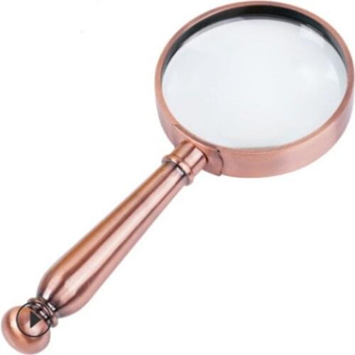 Portable Handheld Magnifier 10X Retro Optical Glass Lens Gift Magnifying Mirror Appraisal Metal Magnifying Glass 75MM