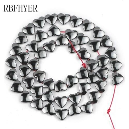 RBFHYER Hematite Black Peach heart Natural Stone Loose beads 6/8mm Wholesale for Charm Jewelry bracelets necklace Earrings DIY