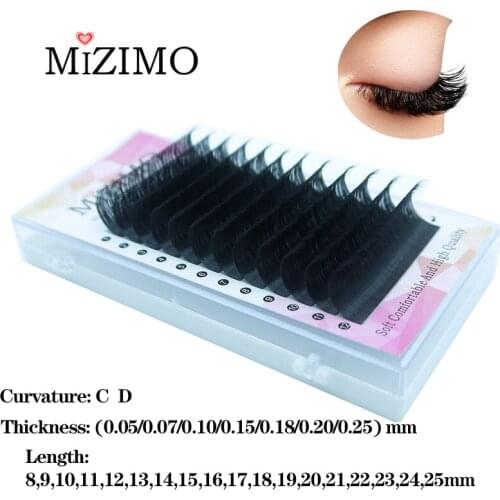 Black Single Grafting Eyelash (Length: 8mm-25mm) (Thickness: 0.05/0.07/0.10/0.15/0.18/0.20/0.25 mm) Naturally Prolongs Makeup
