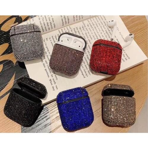 Luxury 3D Bling Sparkle Full Diamonds Hard Case For AirPods Earphone Case Rhinestones Jewelled Case for iPhone Airpods 1 2 Pro