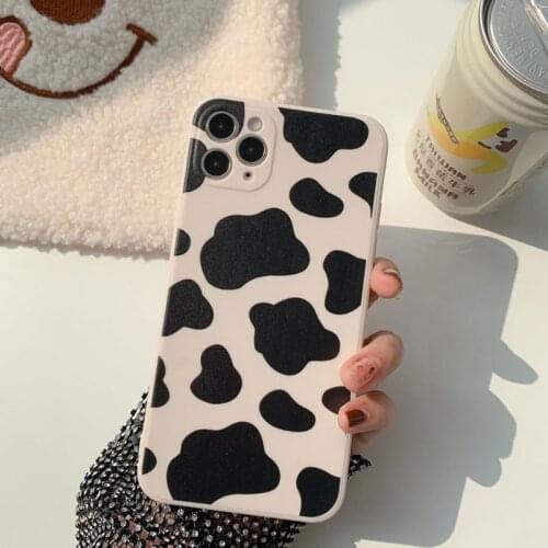 INS cute Cow pattern Black and white style silicone phone case for iphone 12 Pro Max 11 Pro X XS XR Max fashion Anti-fall cover