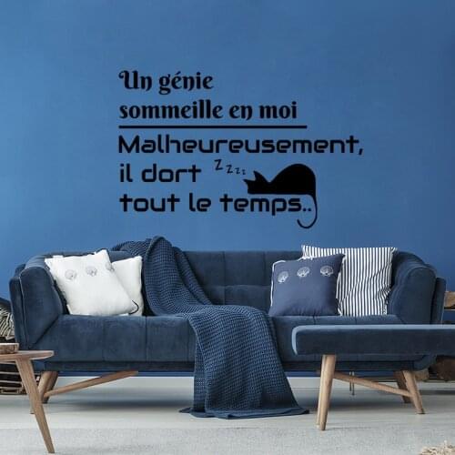 Stickers Un Génie Sommeille En Moi Vinyl Mural Art Decal Living Room Home Decor Poster French Quote Wall Decor House Decoration