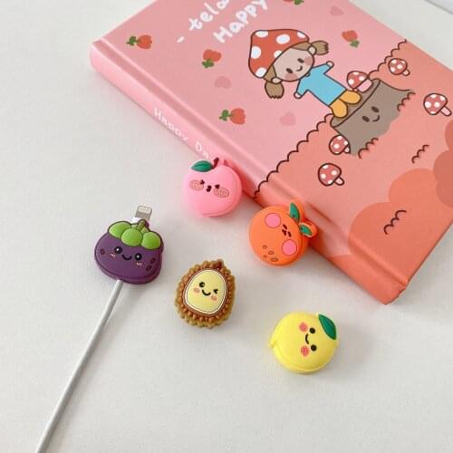 Cable Accessory For iphone 5 6 7 8 x USB cable protection Cable Fruit Bites Cartoon USB Charger Data Cable Cord Protector