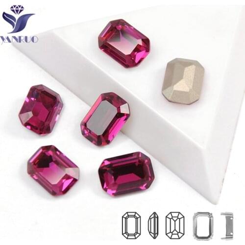YANRUO 4610 Octagon K9 Crystal fuchsia Sewn Rhinestones Glass Crystal Shiny Gem Frame Claws Rhinestone DIY Craft Diamond Stones