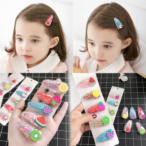 1Set New Girls Cute Colorful Cartoon Fruits Hairpins Children Lovely Hair Clips Barrettes Headband Kids Fashion Hair Accessories