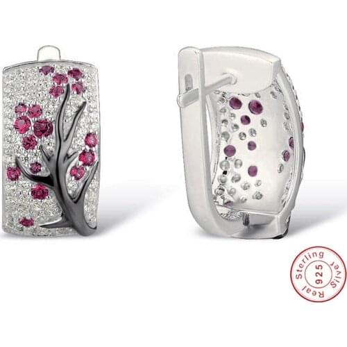 Micro Zircon Clip On Tree Branch Earrings for Women Exquisite Tree Branch Flower Earrings 2019 925 Sterling Silver Color