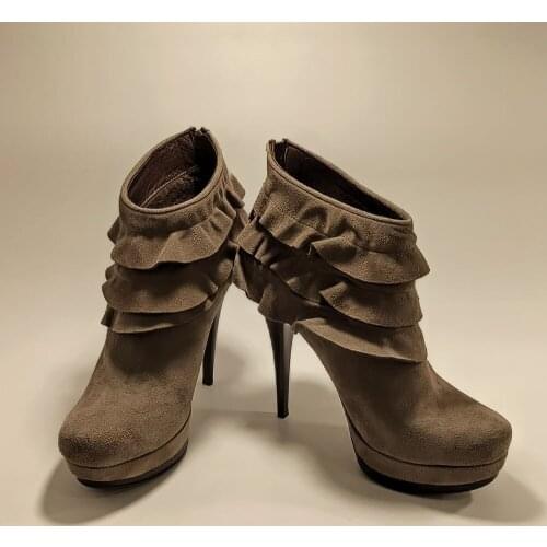 Women Stylish Winter High Quality Suede Leather Light Weight Comfortable Pointed Toe Zipper High Heels Platform Base Inside Wool