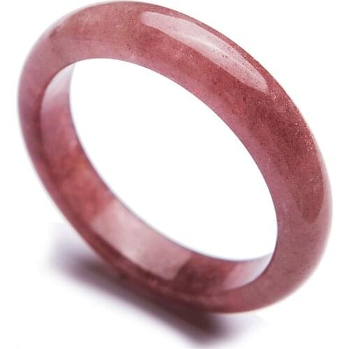 Genuine Natural Strawberry Quartz Crystal Fashion Bangle Bracelets For Women Lady Inner Diameter 52mm-62mm
