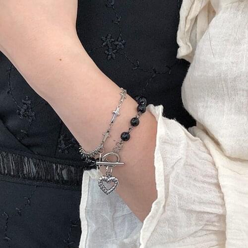 Punk style bracelet love bracelet bracelet female retro simple cold wind temperament net red hand ornament female