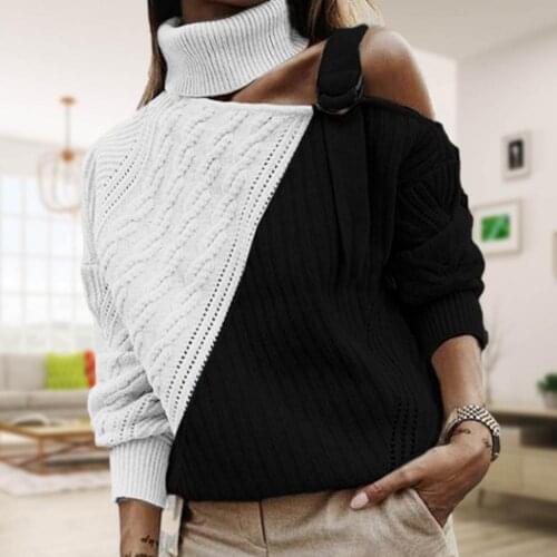 Women Sweater Pullover Long Sleeve Casual Tops For Winter Fashion Design Sexy High Turtleneck Pullover Swerater