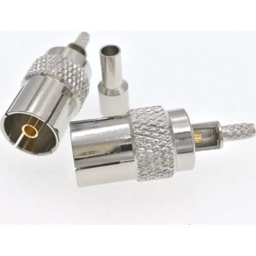 10pcs IEC DVB-T TV PAL Female RF Connector Crimp RG316 RG174 Cable