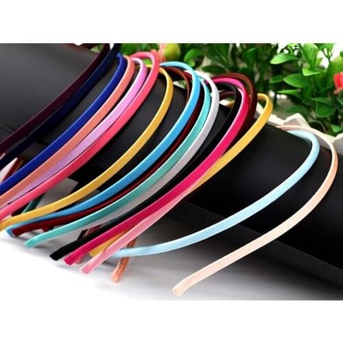 10Pcs/lot Handmade Satin Covered Resin Hairbands For Women Girls 20 Colors Solid Hair Band DIY Headband Children Kids Head Hoop