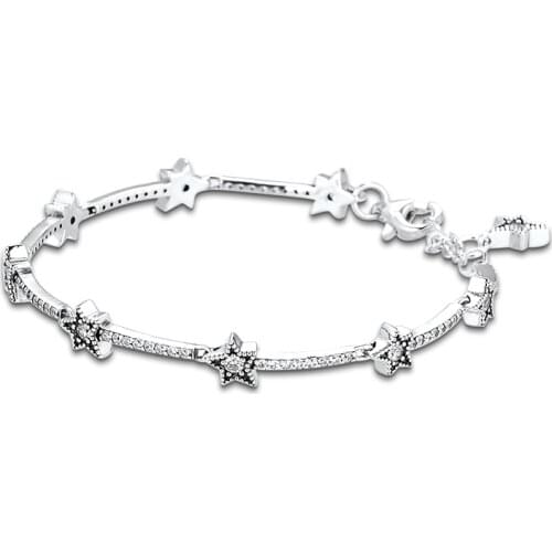 100% 925 Sterling Silver Jewelry Celestial Stars Bracelets For Women Wholesales Free Shipping