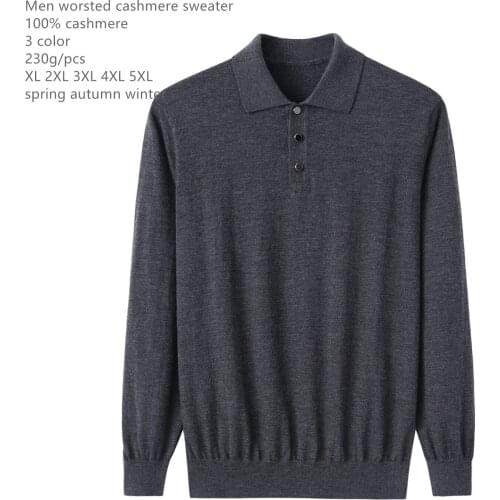 Naizaiga 100% Cashmere Worsted button Men long sleeve black turn-down collar business Sweater Pullovers , MPSM3035