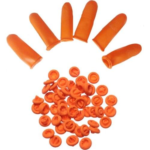 100Pcs Reusable Fingertips Finger Cover Natural Rubber Gloves Non-slip Latex Finger Cots Protector Gloves Disposable Nail Tool