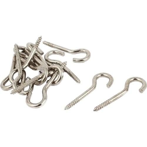 15 Pcs Lamp Wire 3.5mm Thread 45mm Long Metal Screw Hook Silver