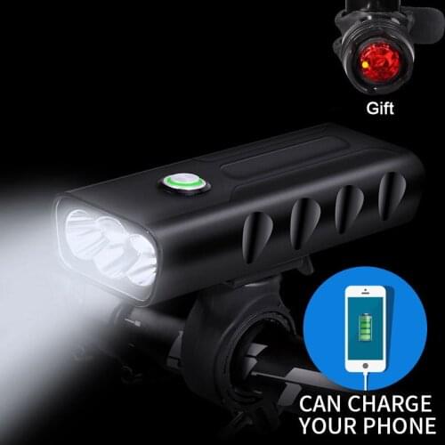 2*T6/L2 or 3*T6/L2 Multifunctional Bright LED 3 Light Modes Waterproof Rechargeable Flashlight Bicycle Light with Tail Light