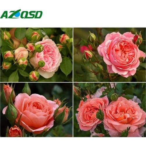 AZQSD Diamond Painting Rose Cross Stitch Kits Handmade Craft Diamond Embroidery Sale Flowers Picture Of Rhinestones Needlework