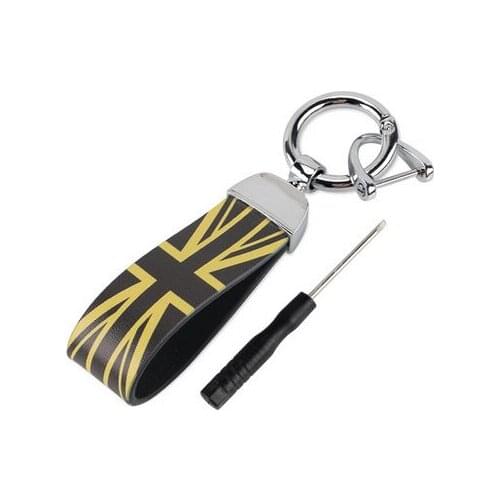 Auto Styling Alloy Key Case Cover Chain Gold Union Jack Fit MIN F54 F55 F56F57F60 Clubman Countryman Car Accessories Keychain