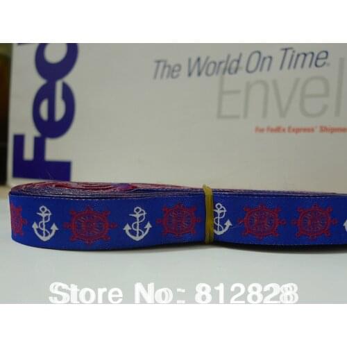 Free Shipping 10 Meters 5/8'' 16mm Wide Helm Rudder and Anchor Jacquard Ribbon