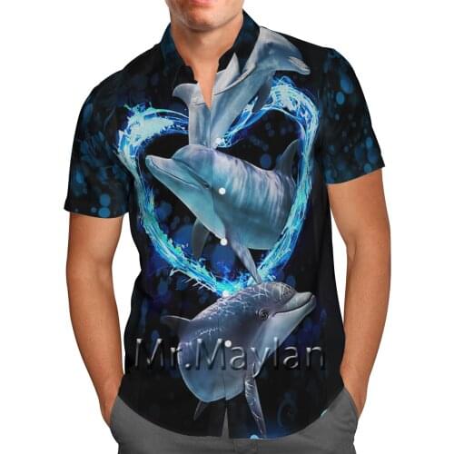 2021 Protect Dolphins 3D Printed Hawaii Shirt Short Sleeve Shirt Personality Beach Shirt Streetwear Oversized 5XL Chemise Homme