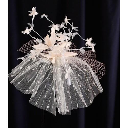 Korean New Mori Fairy veil headdress Champagne Flower Bridal Head wear Wedding Hair Accessories