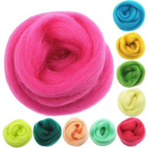 10g Needle Felting Nature Wool Top Roving Dyed Spinning Wet Fibers DIY