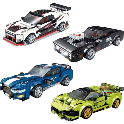 Famous Super Speed Champions Classic Simulation Model Stickers Racing Car Building Blocks Kit Bricks Toys for Kid Gift