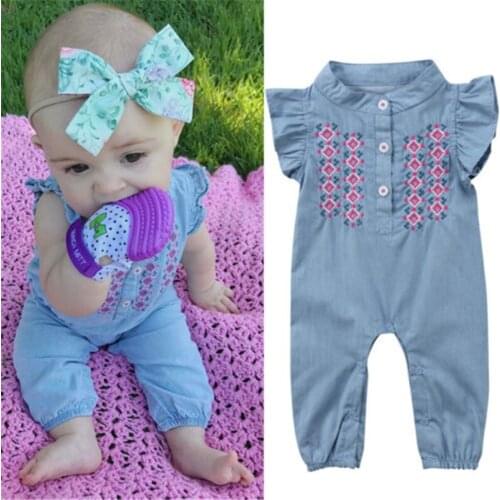 Newborn Infant Baby Kids Clothes Denim Rompers Sleeveless Soft Jean Toddler Jumpsuit Playsuit Outfits Baby Boys Girls Clothes