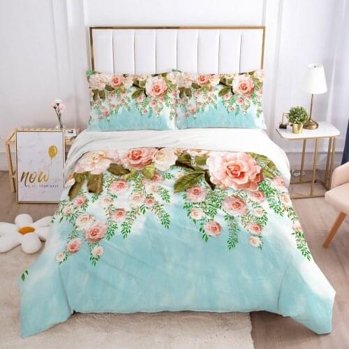 3D Flower Design Bedding Set Duvet Cover Set Quilt Covers Sets Comforter Case King Queen Full Twin Size Bed Linen