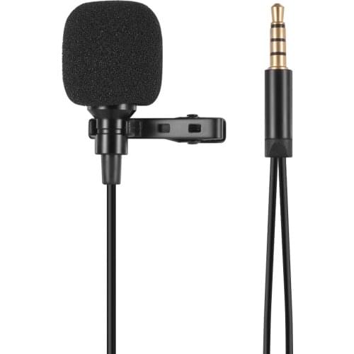 Mini Clip-on Lapel Lavalier Condenser Microphone Mic with 3.5mm Headphone Output Jack for iPhone Camera Computer