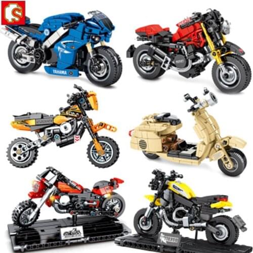 Building blocks compatible with brand motorcycle model small particles boy children’s intelligence assembling and inserting toys