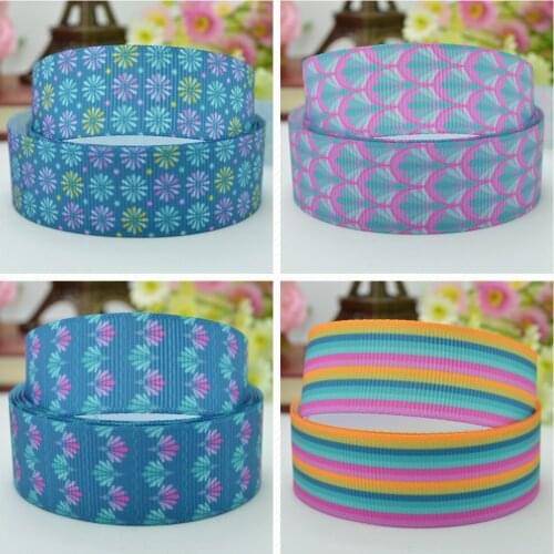 10 Yards 22mm 7/8" Pretty Flowers Girls Printed grosgrain ribbon hair bow Headwear DIY hair accessories retail