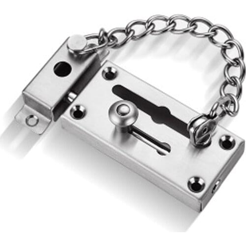 Brushed 201 stainless steel bolt hotel household door bolt door buckle stainless steel bolt anti-theft chain