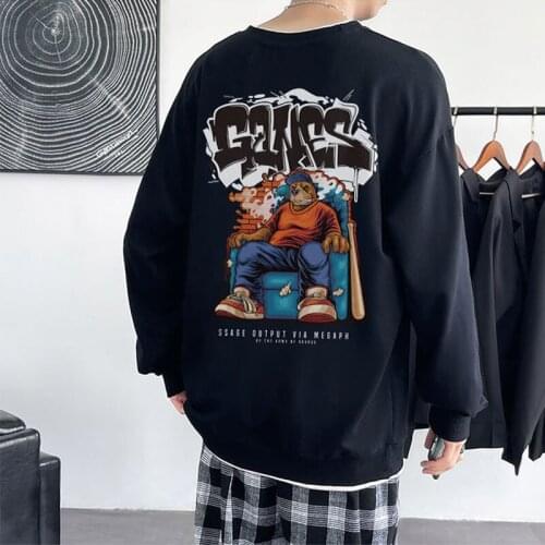 2021 Fake Two Dresses Mens Sweater Long Sleeve Cotton Pattern DANGER Korean Version Design Lovers Unisex Loose Hoodie