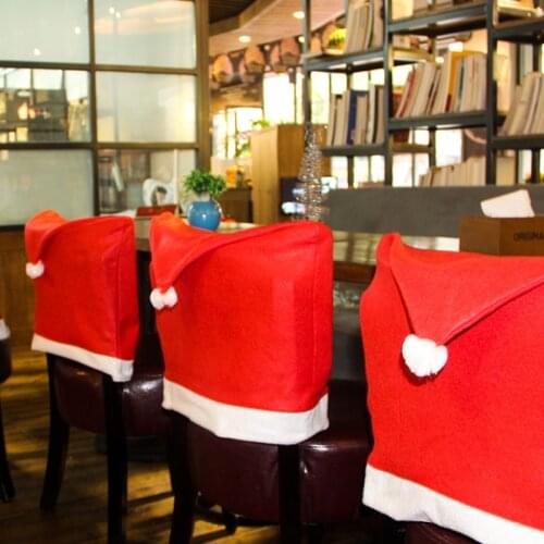2019 New Chair Cover Dinner Dining Table Red Cap Ornament Chair Back Covers Christmas Decor Table New Year Supplies