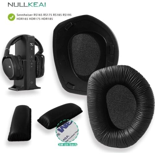 NULLKEAI Replacement Parts for Sennheiser RS165 RS175 RS185 HDR165 HDR175 HDR185 RS195 Earpads Bumper Headband Earmuff