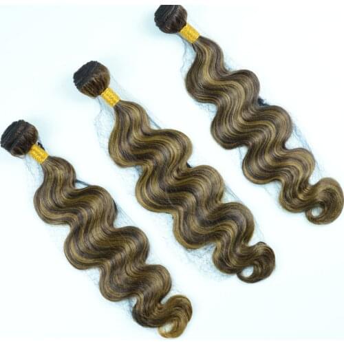 Adorable Premium Soft Synthetic Hair Bundles 100g,Piano Color Body Wave Single Drawn Double Weft Heat Resistant Fiber Hair Weave