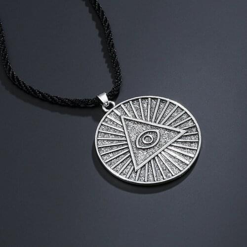 Simple Masonic Pyramid Eye Necklaces for Men Silver Knights Templar Symbol Pendant Freemasonry Jewelry Gift