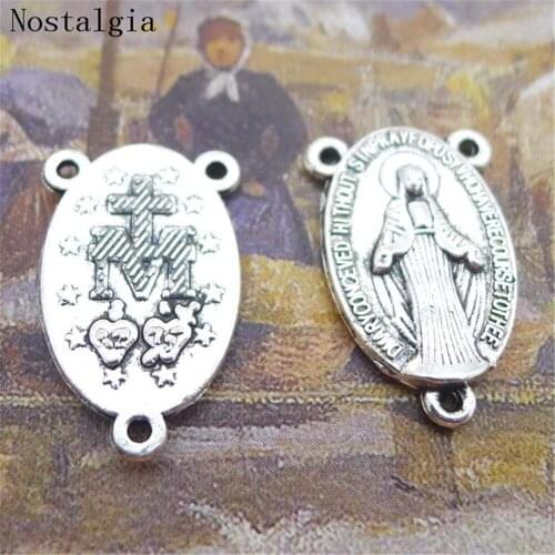 Nostalgia 20pcs Charms Saint Jesus Benedict Nursia Patron Medal Crucifix Cross Charms Pendants 24x23mm Antique