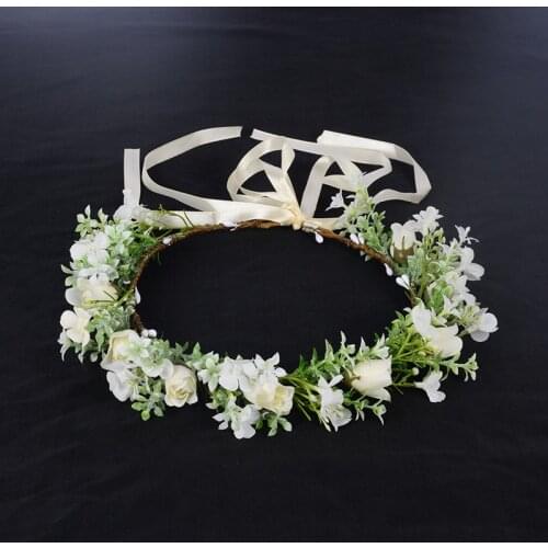 Korean small fresh pearl petal flower head crown headdress handmade imitation pearl garland headband wedding hair accessories
