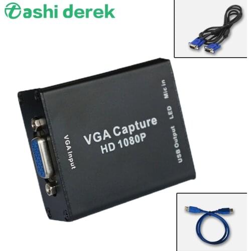 VGA Converter Mini Video Capture Device 1080p VGA Input Turn To Usb Vga Signals Transmission Portable Recording Box with Cables