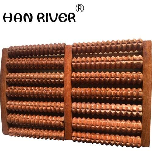 Siete filas de madera masajeador de rodillos para pie pedicura pie de máquina de cepillo pies de madera meridianos masajeador