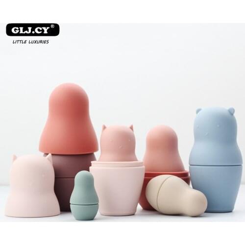 Silicone Matryoshka Food Grade BPA Free Baby Toy Nesting Infant Intellectual Develop Educational Cute Shape Doll Children Gift