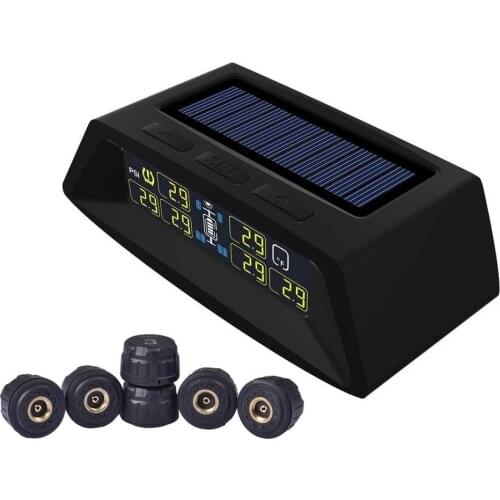 USB Solar Smart Wireless Truck Tire Pressure Monitoring System TPMS with 6pcs External Sensor for 4-6 Wheel Truck Passenger Car