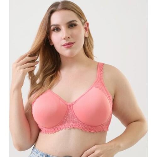 Lightly Lined Thin Pad Full Coverage Underwire Minimizer Plus Size bra With Lace Tirm Womens Big Size Underwear 85B 85C 85D 85E