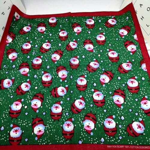 Unisex Square Scarf Hip Hop Santa Claus Print Paisley Headwear Hand Kerchief Hair Band Scarf Neck Wrist Wrap Band Headtie Gift