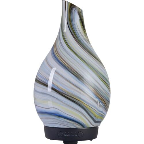 COOSA 100ml Glass Marble Pattern Essential Oils 7 Colorful Light Lamp Aroma Diffuser Cool Mist Humidifier for Home and Office
