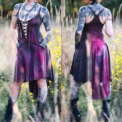 Vintage Medieval Costumes for Women Renaissance Gothic Punk Dress Halloween Adult Cosplay Middle Ages Party Clothing